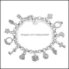 Charm Bracelets Jewelry Luxury 925 Sterling Sier Chains Key Lock Cross Rings Star Moon Love Heart Lobster Clasp Bangle For Women Fashion Dro