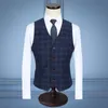 Mavi ekose takım elbise balıksırtı retro centilmen tarzı özel yapılmış özel terzi takım elbise erkekler için 3 parça255c