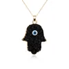 Mode charme chance turquie bleu mauvais œil Druzy Drusy résine pierre pendentif collier ras du cou pour les femmes bijoux