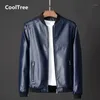 Herrenjacken CoolTree Männer Lederjacke Frühling Herbst Einfarbig PU Casual Bomber Mäntel Männlich Slim Fit Reißverschluss Motorrad Oberbekleidung