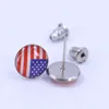 Isinyee 12 Pairs/set Fashion Uk Usa American Flag Stud Earrings Sets Small Round Enamel Earrings Jewelry for Women Girls Kids Q0709