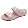 Summer Women's Slippers Soft Leather Mid-heel Soft-slip Wedge Heel Fashion Outdoor Women Sandals And Good Quality
