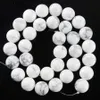 Wojiaer Round Ball Stone Spacer Roose Beads Natural White TurquoiseDIY Making Jewely Bracelet Accessory15 1/2インチBY904