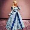 Mirakel från axelklänningarna Långa ärmar Blue Askepott Cosplay Inspaired Evening Party Gown Costume Girl Dress 322