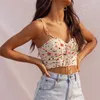 Sexy Spaghetti Strap Beach Topy Print Bow Tie Club Party Krótki Camis Backless Bodycon Tank Top Lato Vetement Femme 210508