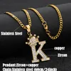 Pendant Necklaces Crystal Zircon Alphabet For Women Men Crown Initial Letter Necklace Goth Chain Vintage Jewelry Collier Bijoux