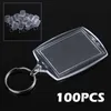 100 pcs / kit keychain keychain em branco inserir chaveiro anel chaveiro insira photo passaporte chaveiros para decoração de carros Presente de crianças 46 * 33mm H0915