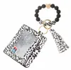 Mode PU Läder Armband Plånbok Keychain Party Favel Tassels Bangle Key Ring Holder Kortväska Silikon Beaded Wristlet Nyckelringar LLF14008