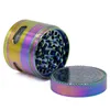 Labyrint Herb Grinder storlek 63mm 4 bit Iblue Rökning Tillbehör Rainbow Color Zinc Alloy Grinders Färgglada Maze Smoke Tools WY1282