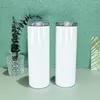 Gobelets à sublimation droits de 20 oz avec couvercles à vis pailles transparentes en acier inoxydable blanc brillant tasse de voyage blanche B6222v