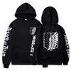 Anime attack på Titan Aot Merch Ackerman Levi Scout Regiment tryckta hoodies Hooded Sweatshirts Mysiga toppar Pullovers G0909