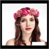 Otras joyas para el cabello Drop Delivery 2021 Amazon Top Seller Encantador Fancy Beauty Mujeres Tocado Flor Venta al por mayor Custom Rose Bridal Garland Zru