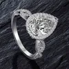 Oevas Luxe 100% 925 Sterling Zilver 6 CT Peer Gemaakt edelsteen Bruiloft Engagement Ring Fijne Sieraden Gift Groothandel 211217