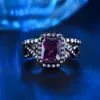 Wedding Rings Dodo Punk Svart guldfärg Par för kvinnor Square Purple Zircon Fine Smycken Party Anel 2pcs Bague Gifts DD224