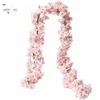 PARTY JOY 2PCS 144 1.8M Artificial Cherry Blossom Garland Fake Silk Flower Hanging Vine Sakura for Party Wedding Arch Home Decor Y0728