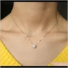 Pendant Necklaces & Pendants Jewelry Latest Single Stone Necklace Fine Delicate Box Chain 925 Sterling Sier Bezel 5Mm Sparking Cubic Zirconia