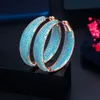 Nuovi orecchini da donna di arrivo placcati in oro blu orecchini con diamanti CZ gioielli a cerchio per la festa nuziale bel regalo