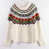 H.SA Women Casual Argyle Sweater Winter Oversized Knitted Jumpers Loose Style Vintage Pull Jumpers White Sweater Girls Tops 210716