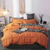 Zachte comfortabele beddengoed set bed dekbedovertrek + platte plaat + kussensloop enkele volledige koningin king size geen quilt 210706