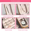 Portable Travel Jewelry Storage Box Girl Plate Leather Multifunctional Earring Necklace Simple 210423