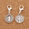 Allega cattolicesimo Benedict Medal Medal Croce Chiusura Europea Trigger Aragosta clip su perline di fascino argento tibetano c504 13.2x29.8mm 150pcs / lot