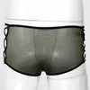 Underbyxor Sexiga Mens Sissy Underkläder Semi-See genom CrissCross Side Briefs Hollow Out Silky Panties Mid Midist Elastiska Midjeband Underkläder
