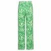 ペイズリープリントY2Kスウェットパンツ女性用夏のタイ色の緑のハイウエスト特大ファッションズボン女性210510