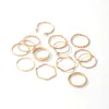 14pcs / sets encantos cor de ouro conjunto de anéis de junção para mulheres requintado brilhante cristal pedra acessórios de jóias