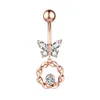14G Dangle Butterfly Zircon Belly Button Ring CZ Navel Piercing Jewelry for Women Girls