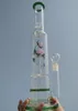 Vintage New Purple Flower Glass BONG Water Pipe Hookah 17inch height Honeycomb diffuser Dab Rigs Can put customer logo