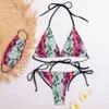 AIUJXK Snake Print Mask och Triangle Bikini 3 Piece Set Baddräkt Kvinnor 2021 Ny Sommarsträng Tanga Bikini Beach Badkläder X0522