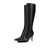 withbox Stiefeletten Damen Luxurys Designer Booties Stiefel Dünne Absätze 8 10 12 CM Spitze Zehen Samtleder Schwarz Bule Braun Wintergröße 5-10