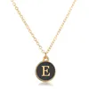 Gold Black Shell 26 Letter Necklace Pendant Necklaces Alphabet Stainless Steel Choker For Women Girls