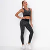 Yoga Outfit Kvinnors Hög Midja Super Mjuk Komprimering Snabbtorkning Seamless Fitness Training Running Suit och BH Set Leggings Pushup