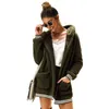 Loose Wool Coat With Hat Striped Long Jacket Winter Thick Warm Blend Cardigan Abrigos Mujer Invierno Rz* 211130