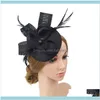 funky hairpins Aessories & Tools Products women Feather Fascinator Party For Wedding Elegant Pillbox Hat Pography Gift Net Headban307l