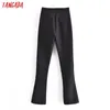 Tangada Fashion Femmes Black Suit Pantalon Pantalon Side Zipper Office Lady Pantalon Pantalon QN100 210609