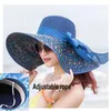Chapéu de palha feminino praia chapéu de sol dobrável flexível viagem embalável aba larga proteção solar cap68804472204953