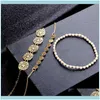 Link, Jewelrylink, catena Modyle braccialetti di perle imitazione braccialetti bracciale regolabile con fiori color oro per le donne Consegna di goccia 2021 T