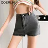 Vintage High Stretch Skinny Denim Shorts Sexig Midja Tight Hip Plus Storlek Svart Jeans Kvinnor Koreansk stil S-L 210601