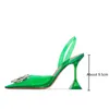 2021 Star style Verde Blu Morbido PVC Sandali da donna Moda Sandali con tacco in cristallo Scarpe estive Tacchi alti Scarpe da sposa da sposa H12347315