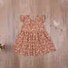 6M-3Y Summer Vintage Toddler Infant Baby Kid Girls Dress Flower Bow Ruffles Sleeveless Dresses Holiday Travel Costumes 210515