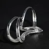 Ringos de cluster Real 925 Sterling Silver Double Didão para mulheres Micro pavimentadas zircão vintage bastante requintado anel médio anilos Edwi22