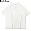 V Yaka Örgü Malzeme Nakış T-Shirt Erkekler Yaz Spor Stil erkek Tişörtleri Siyah Beyaz Tee Erkek Top 210603