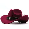 Western Cowboy Hut Frauen Männer Fedora Hüte Für Frau Mann Breiter Krempe Kappe Jazz Fedoras Herren Damen Caps Herbst Winter Großhandel