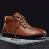 Frühling/Winter Casual Männer Leder Schuhe Schnür-Reißverschluss Handgemachte Männer Stiefel Wärme Isolierte Große Größe High Top Loafer