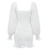 Arrival Women Dress Sexy White Long Sleeve Elegant Mini Bodycon Party Club Celebrity Ladies Clothes Summer Dresses 210515