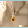 Pingente jóias moda 3 tamanhos girassóis colares pingentes para mulheres amizade sorte pendant1 entrega de gota 2021 1xh5m