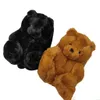 Kış Kadın Teddy Bear Peluş Terlik Karikatür Sevimli Ayı Evi Terlik Sıcak Kürklü Faux Kürk Slaytlar Kadın Kürklü Flip Flop Ayakkabı P0828