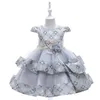 Spring Teenager Girls Dresses Lolita Style Short Sleeves Floral Dress for Party Wedding Piano Perform Kid Clothes E1005 210610